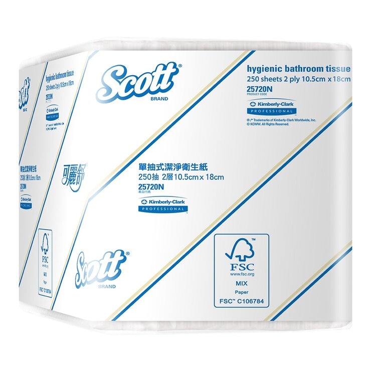 可麗舒 單抽式潔淨衛生紙 250抽 X 72包