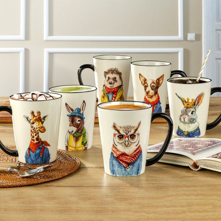 Signature 動物圖案馬克杯 503毫升 X 6件組