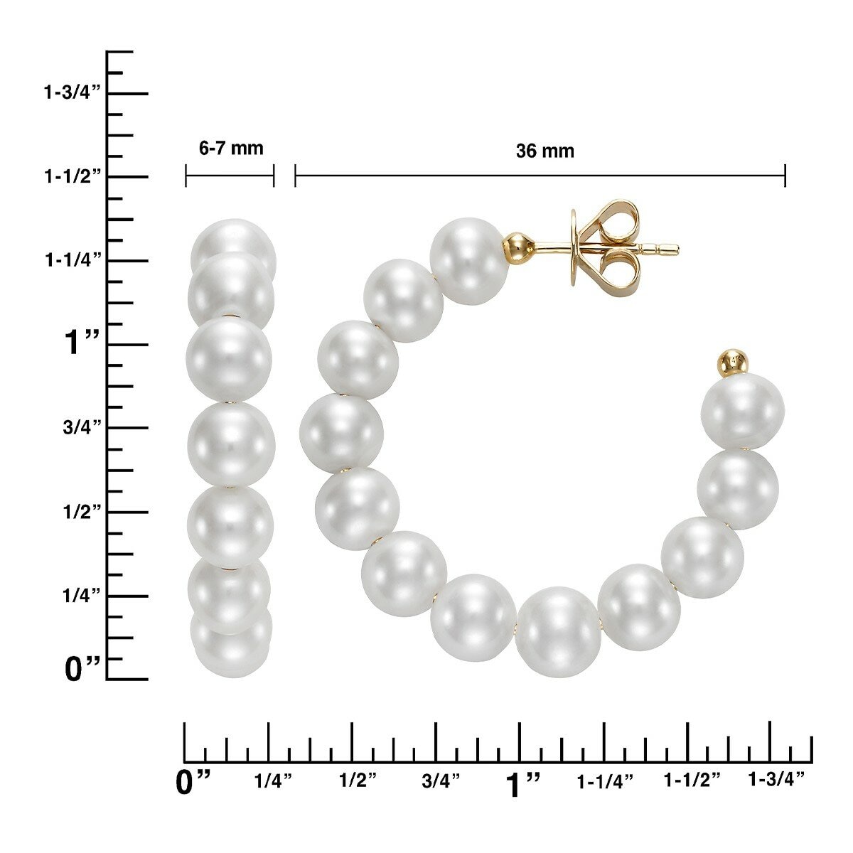 淡水珍珠耳環 14K黃K金 6公釐-7公釐