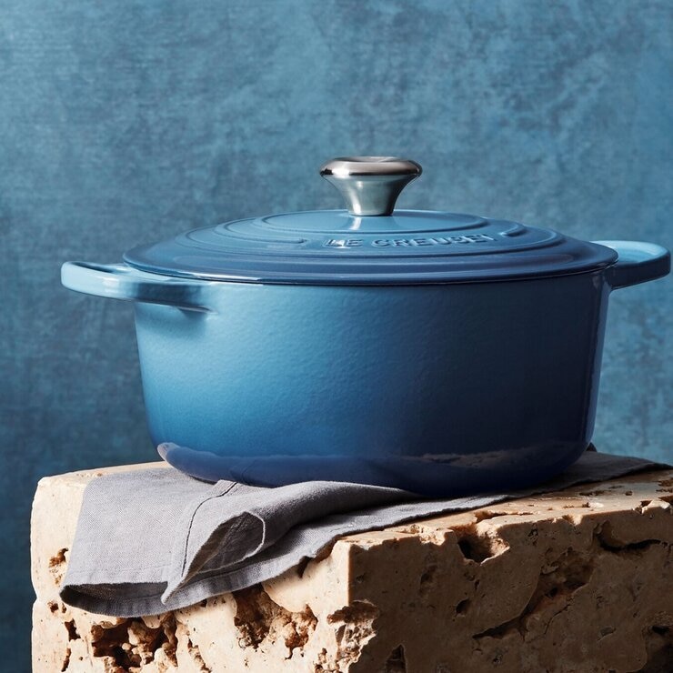 Le Creuset 雙耳圓形鑄鐵鍋 含鋼頭鍋蓋 26公分 水手藍
