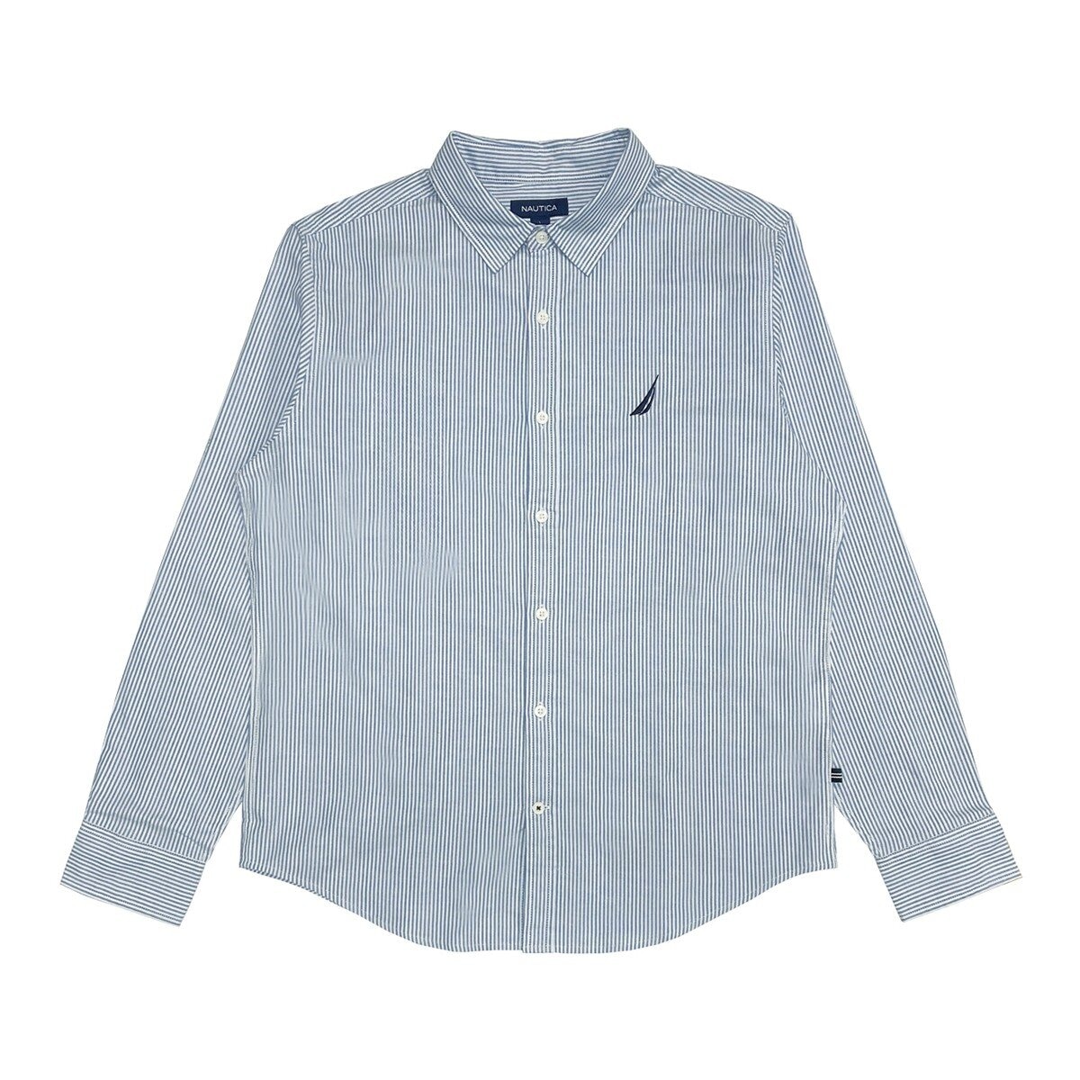 Nautica Men's Oxford Shirt Blue and White Stripe