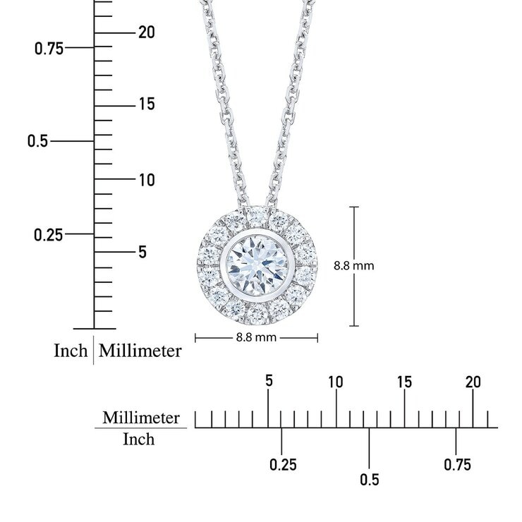 0.50克拉 14K白K金 圓形鑽石項鍊 VS2/I