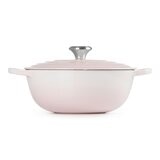 Le Creuset 琺瑯鑄鐵媽咪鍋 含鋼頭鍋蓋 28公分 貝殼粉