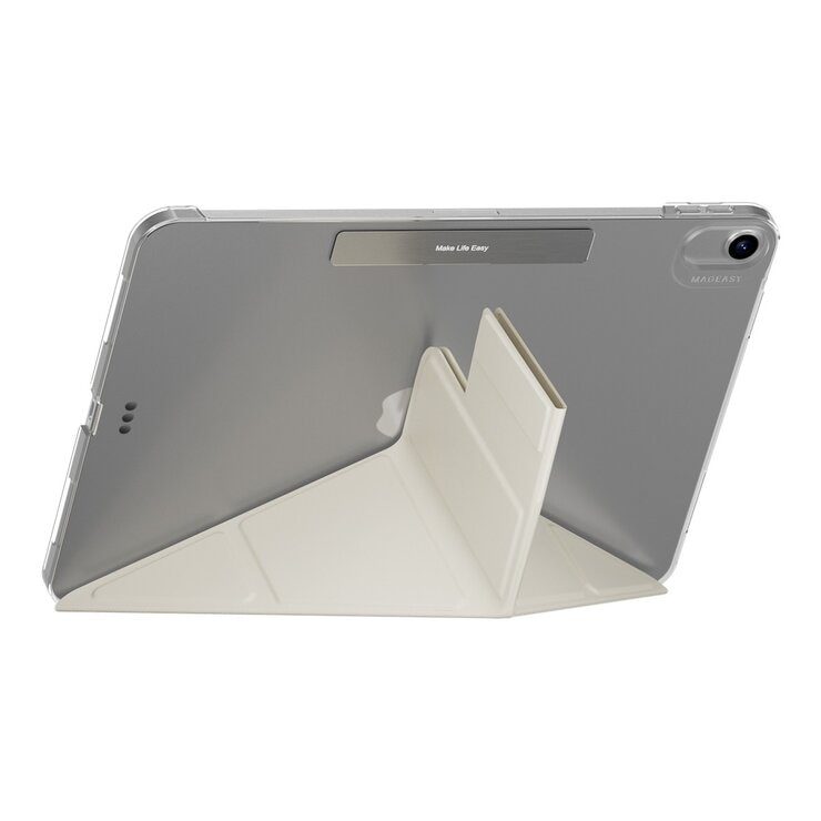 MAGEASY Facet 全方位支架透明背蓋保護套 適用於 2024 iPad Air 11吋 2025 M3 / 2024 M2 星光白