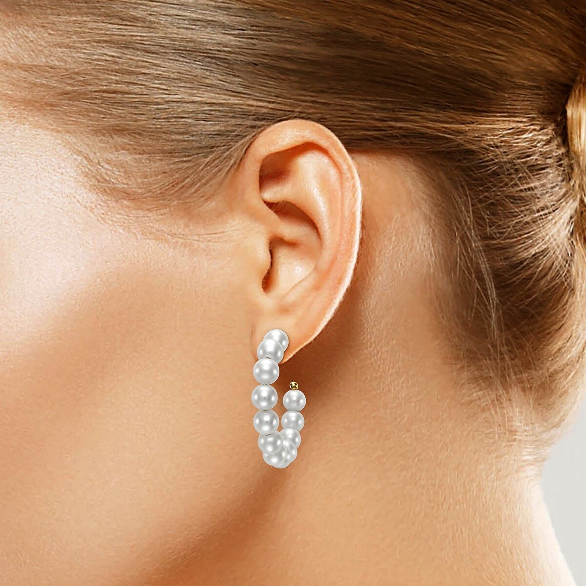 淡水珍珠耳環 14K黃K金 6公釐-7公釐