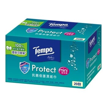Tempo 抗菌倍護迷你濕巾小彩箱裝 8張 X 20包 X 6箱