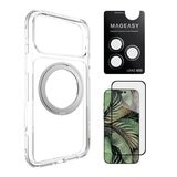 MAGEASY MagStand 360 M 磁吸旋轉支架防摔手機殼 iPhone 17 Pro Max(透明) + 鏡頭保護貼Lenz 鈦合金(迷霧鈦) + Vetro 9H 鋼化玻璃保護膜