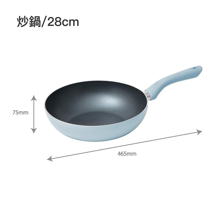 樂扣樂扣 霧感莫蘭迪 IH不沾單柄炒鍋 28公分 蒼青藍