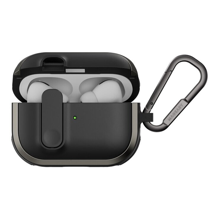 MAGEASY Odyssey 抗衝擊磁扣耳機殼 AirPods Pro 1 & 2 金屬黑
