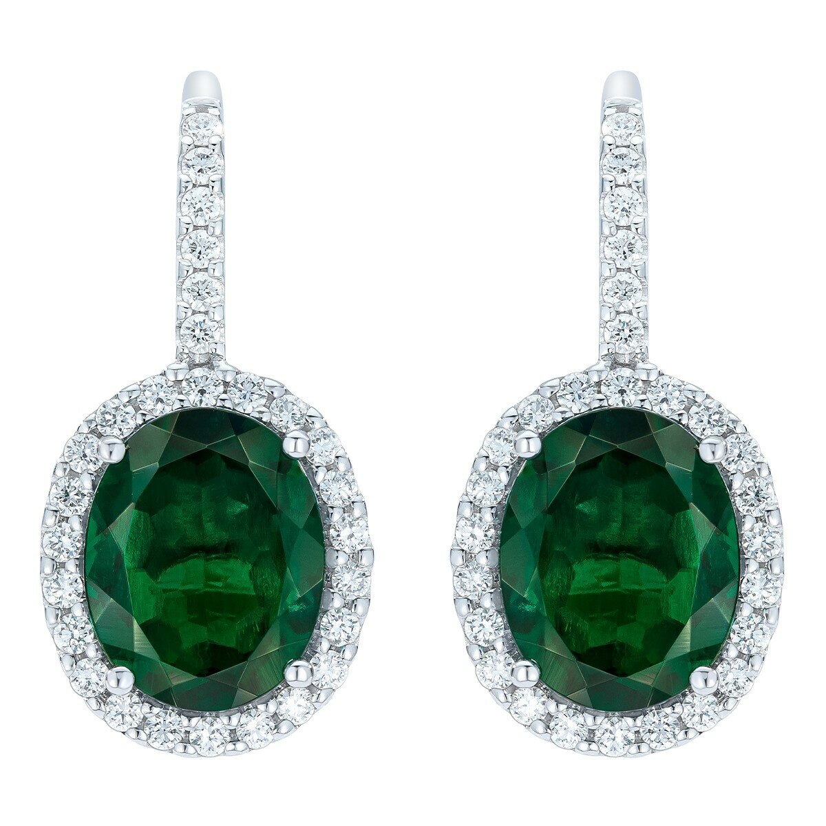 0.50克拉 綠寶石圓形鑽石耳環 VS2/I 0.50克拉 綠寶石圓形鑽石耳環 VS2/I