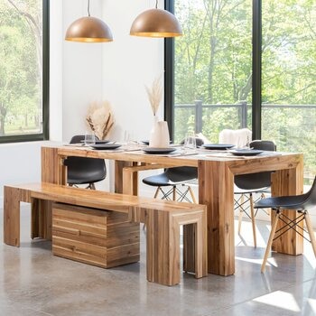 Transformer Table 可延伸式餐桌椅組 淺咖啡色