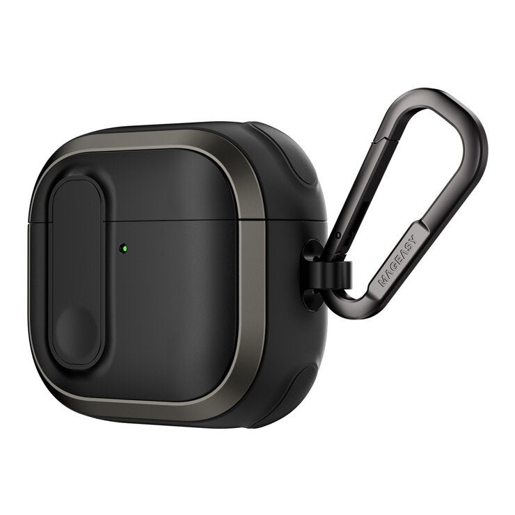 MAGEASY Odyssey 抗衝擊磁扣手繩耳機殼 AirPods 4/5 金屬黑