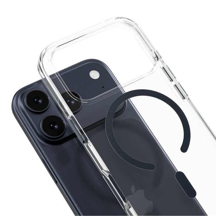MAGEASY Bright M 不發黃軍規磁吸透明殼 iPhone 17 Pro(午夜磁圈) + 鏡頭保護貼Lenz(白色) + Vetro 9H 鋼化玻璃保護膜