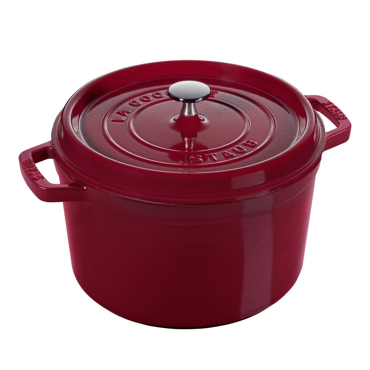 Staub 雙耳圓形鑄鐵深湯鍋 含鋼頭鍋蓋 24公分 波爾多紅 Staub 雙耳圓形鑄鐵深湯鍋 含鋼頭鍋蓋 24公分 波爾多紅