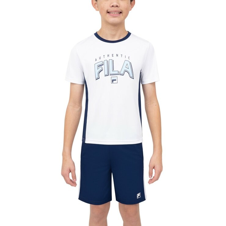 Fila 兒童短袖套組三件組 白/藍