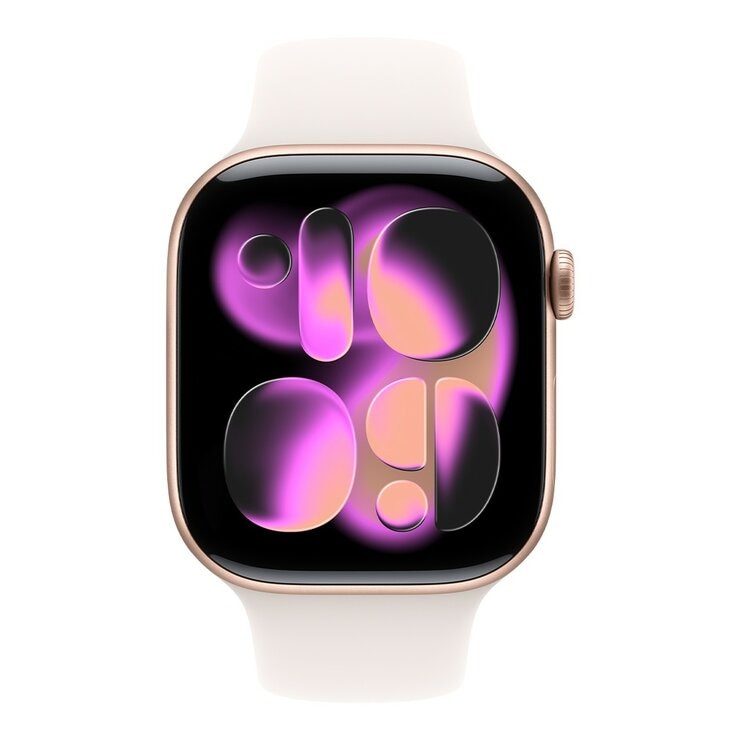 Apple Watch Series 11 GPS 46公釐 玫瑰金色鋁金屬錶殼 附淡胭粉色運動型錶帶 M/L