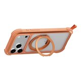 MAGEASY Odyssey Stand M 超軍規防摔磁吸支架手機殼 iPhone 17 Pro Max(珊瑚) + 鏡頭保護貼Lenz 鈦合金(鈦白) + Vetro 9H 鋼化玻璃保護膜