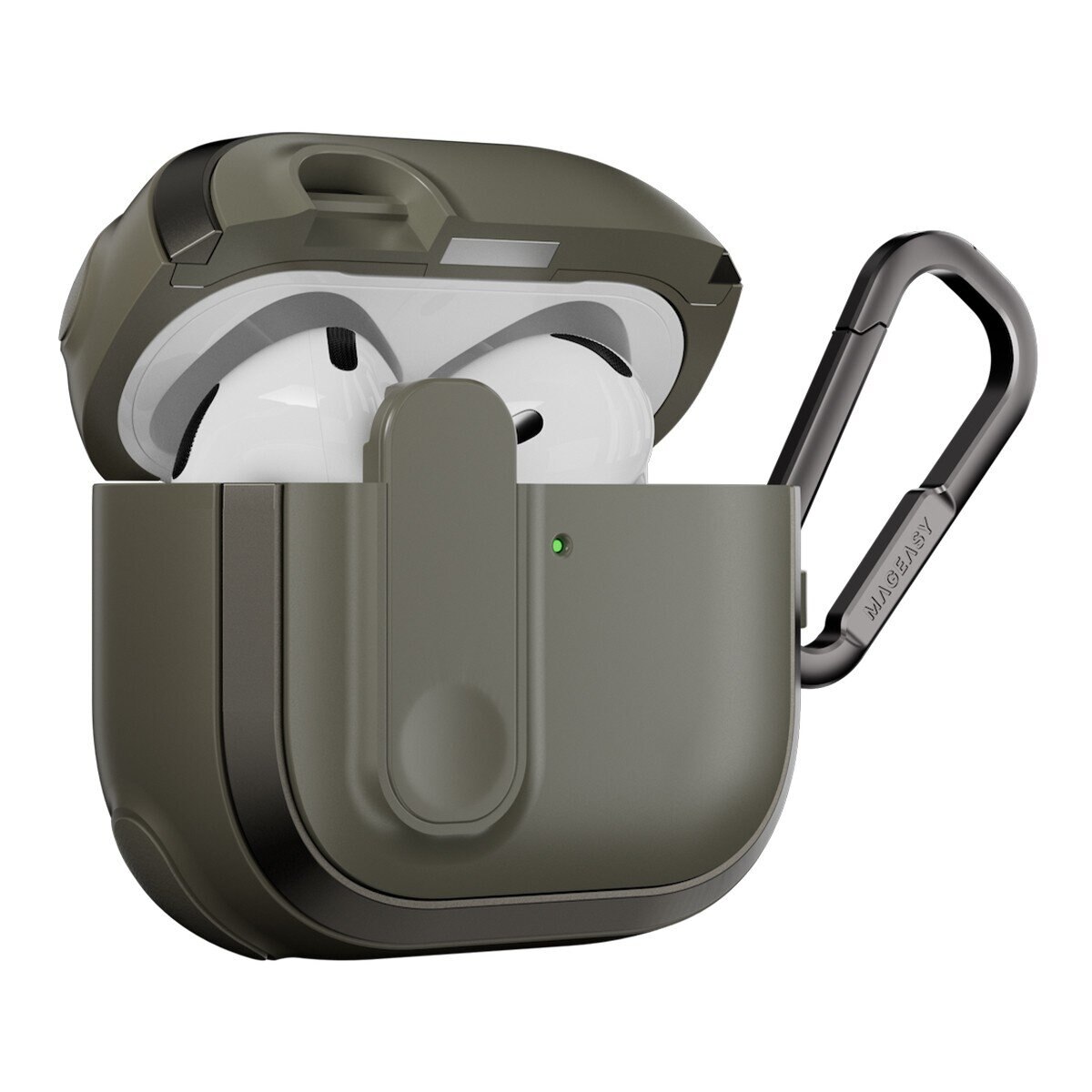 MAGEASY Odyssey 抗衝擊磁扣耳機殼 AirPods 4 金屬綠 MAGEASY Odyssey 抗衝擊磁扣耳機殼 AirPods 4 金屬綠