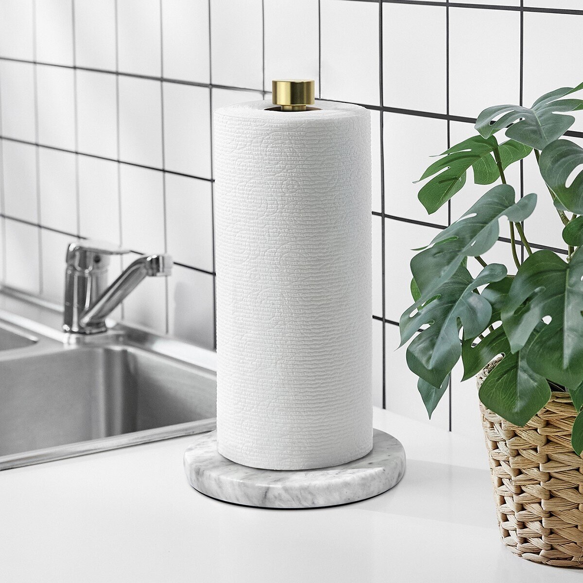 Umbra 大理石紋廚房紙巾架 金色 Umbra 大理石紋廚房紙巾架 金色