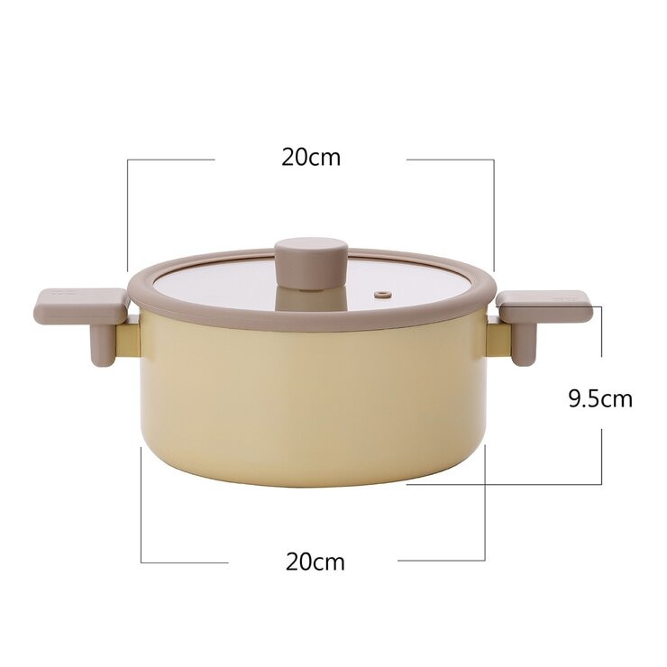 Neoflam 陶瓷不沾塗層鍋具 含玻璃上蓋 4件組 黃