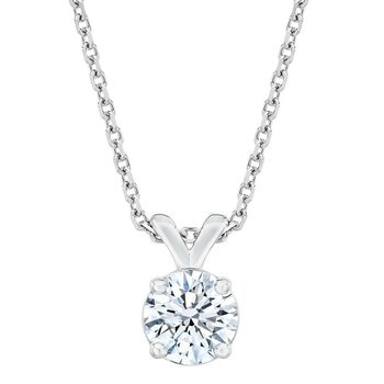 0.60克拉 18K白K金 圓形鑽石項鍊 VS2/I