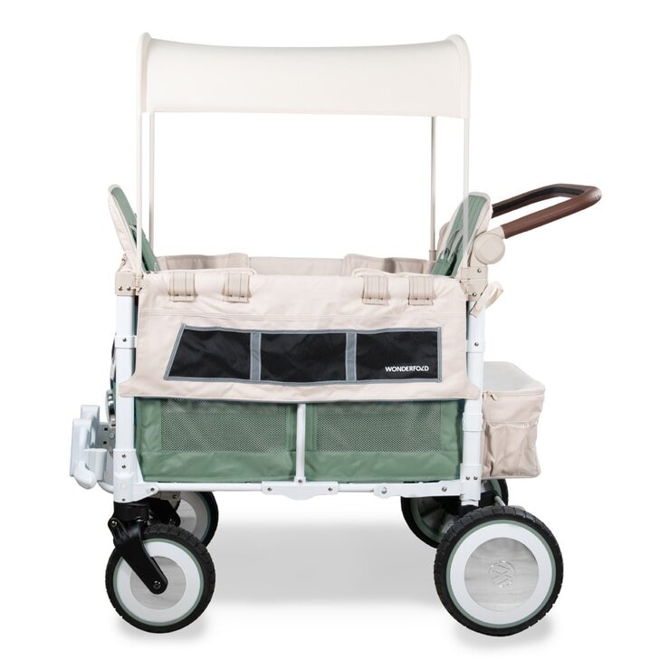 Wonderfold VW2 福斯聯名款雙人座推車 附防水地墊及折疊購物籃 鼠尾草綠