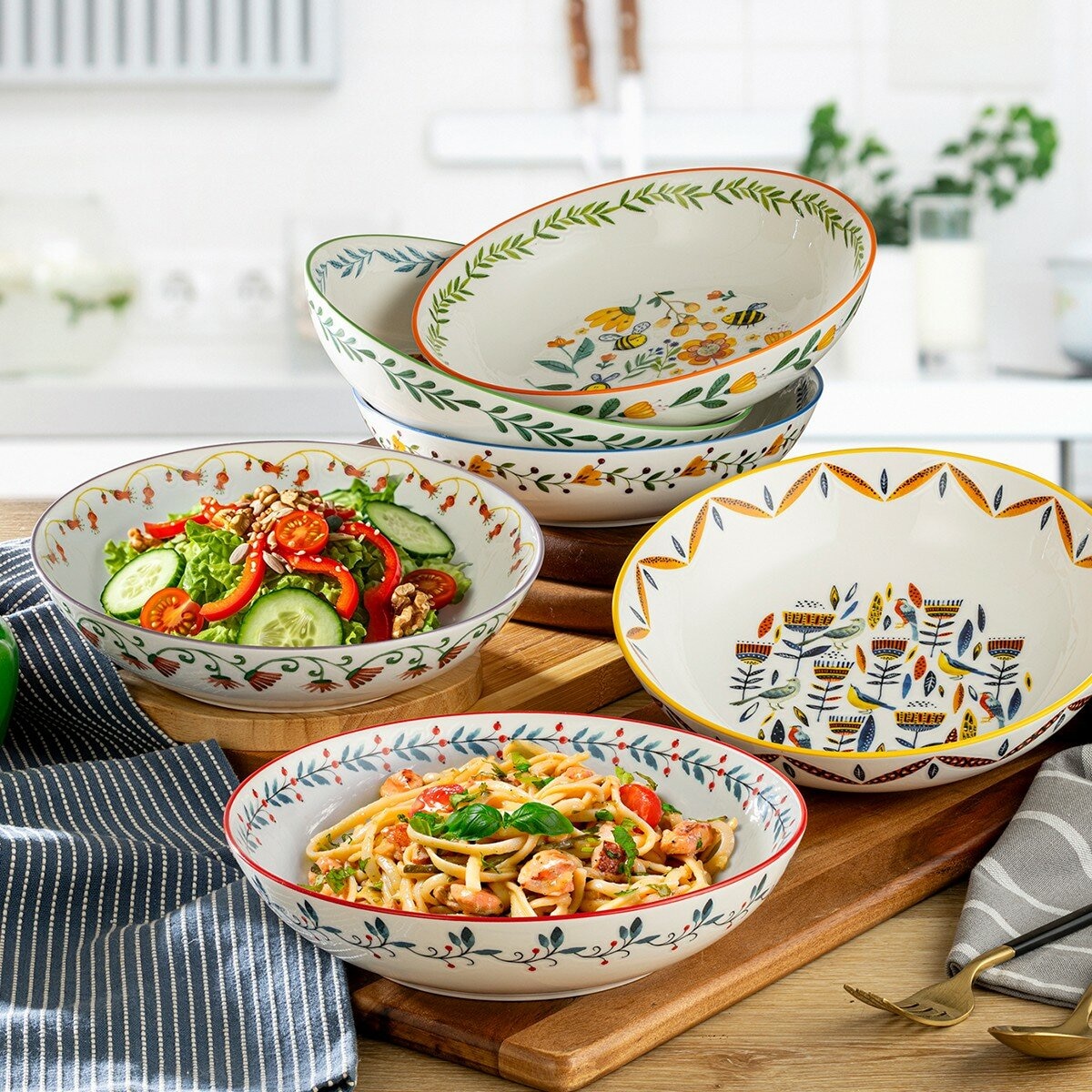 Signature 森林動物彩繪陶碗 X 6件組 Signature 森林動物彩繪陶碗 X 6件組