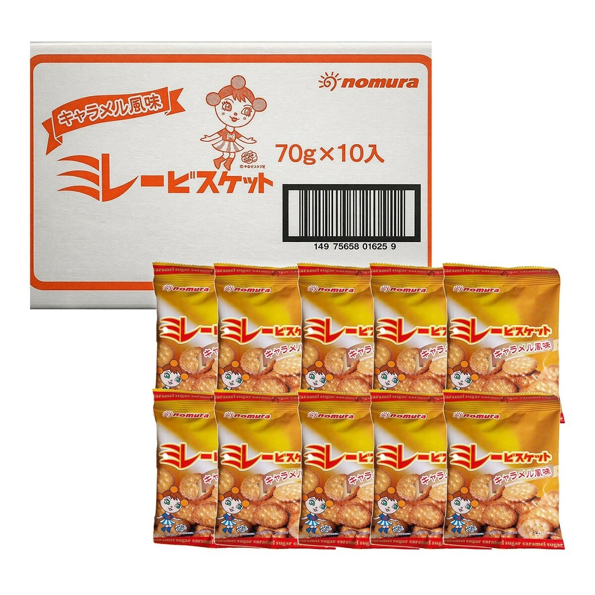 野村煎豆 美樂圓餅 焦糖風味 70公克 X 10包