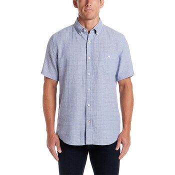 Weatherproof Vintage 男短袖亞麻混紡襯衫