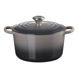 Le Creuset 雙耳圓形鑄鐵深圓鍋 含鋼頭鍋蓋 24公分 燧石灰