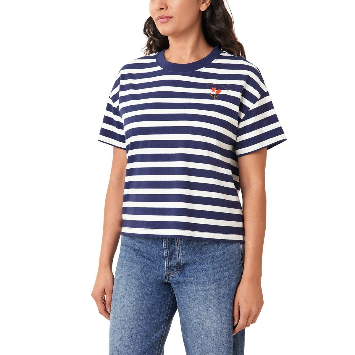 Scotch & Soda 女圓領短袖上衣 藍白條紋