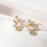 Tokyo Pearl 18K黃K金 4.0公釐 - 5.5公釐 Akoya 珍珠鑽石耳環
