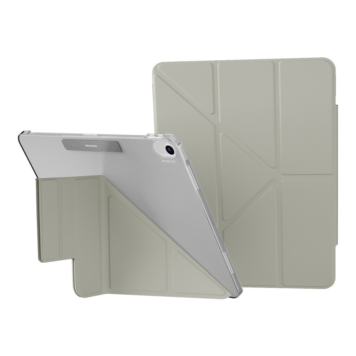 MAGEASY Facet 全方位支架透明背蓋保護套 適用於 2024 iPad Air 13吋 2025 M3 / 2024 M2 星光灰
