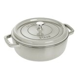 Staub 雙耳圓形鑄鐵淺燉鍋 含鋼頭鍋蓋 26公分 松露白 Staub 雙耳圓形鑄鐵淺燉鍋 含鋼頭鍋蓋 26公分 松露白