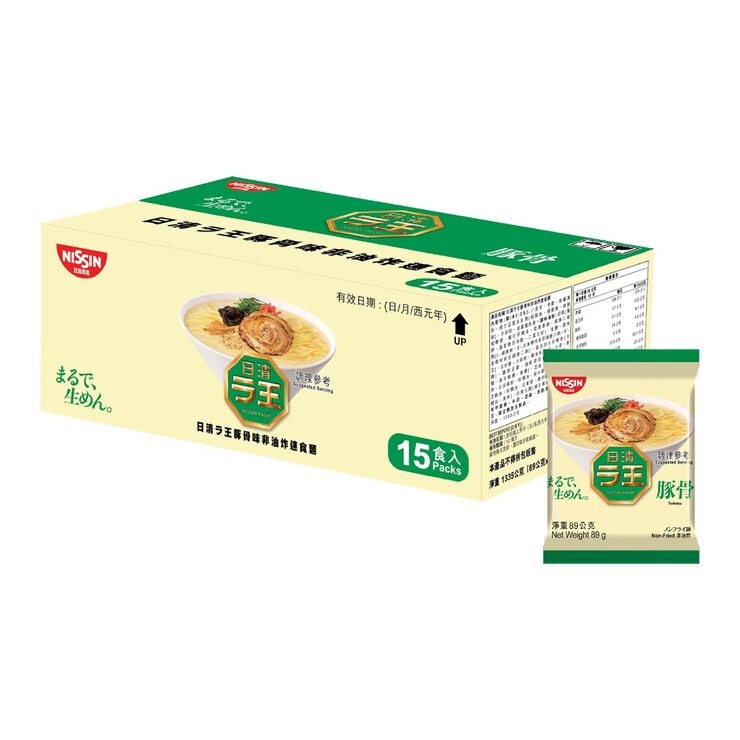 日清 拉王豚骨味非油炸速食麵 89公克 X 15包