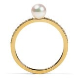 Tokyo Pearl 18K黃K金 5.0公釐 - 5.5公釐 Akoya 珍珠鑽石戒指