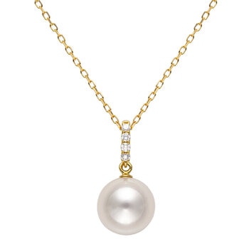 Tokyo Pearl 0.05克拉 18K黃K金 8.5公釐 Akoya珍珠鑽石項鍊