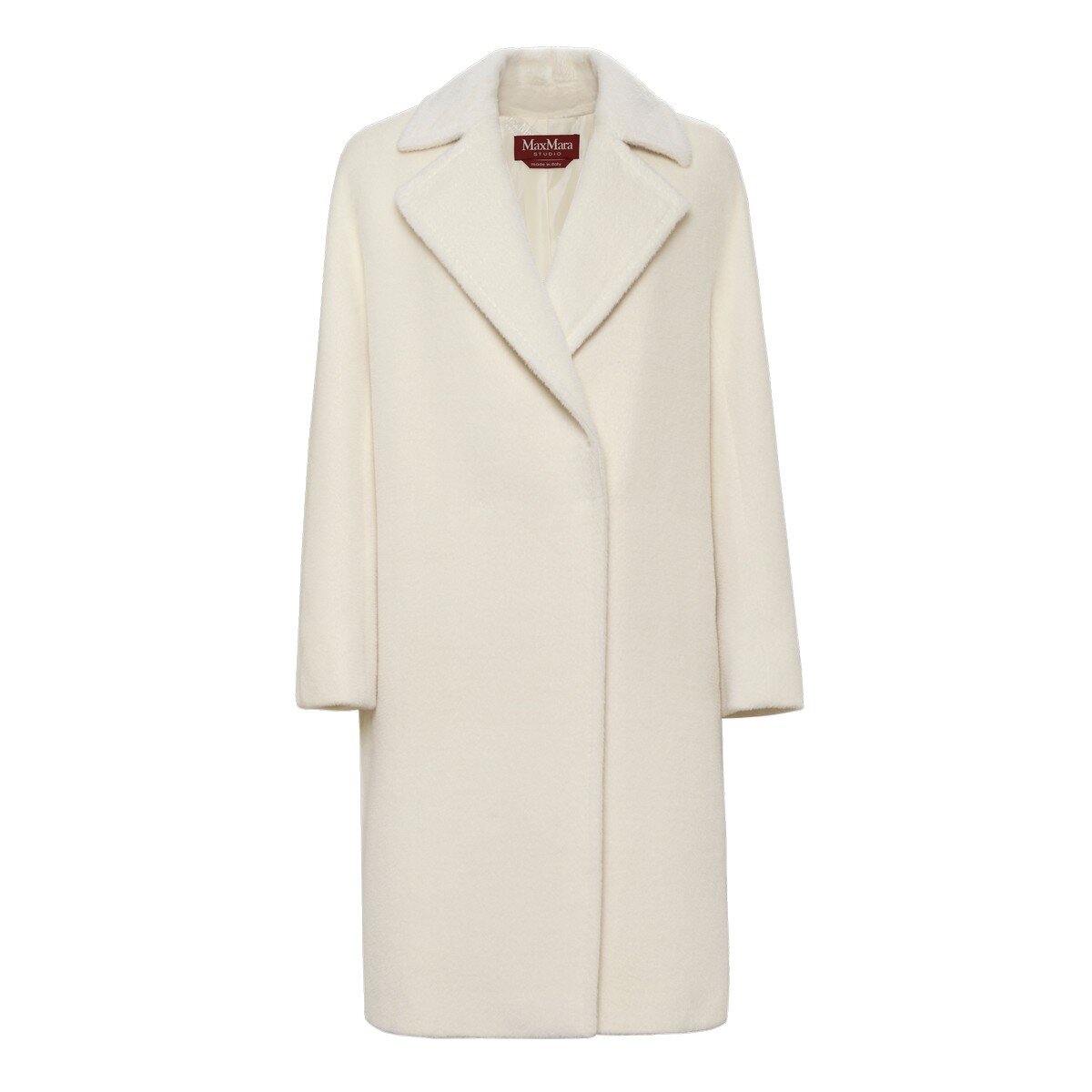 Max Mara Studio 女混羊駝毛長版大衣 白色