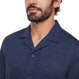 GAP 男麻棉短袖襯衫 深藍