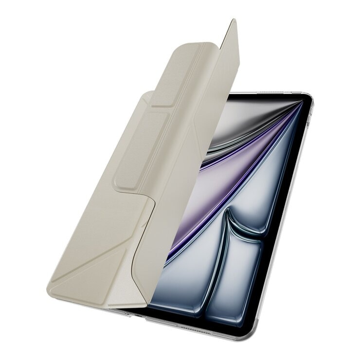 MAGEASY Facet 全方位支架透明背蓋保護套 適用於 2024 iPad Air 13吋 2025 M3 / 2024 M2 星光白