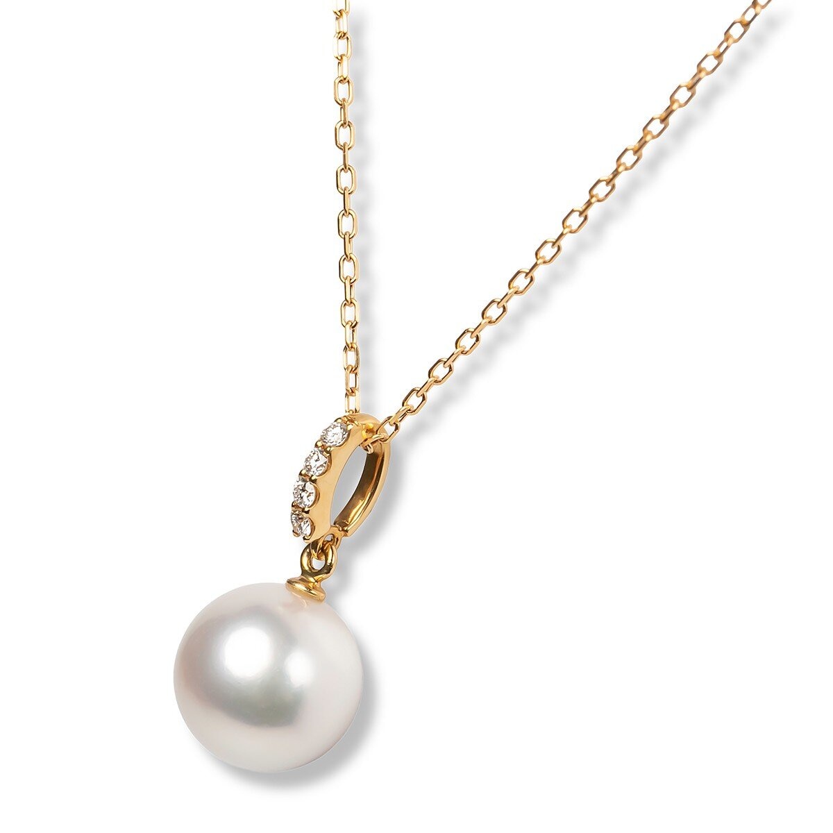 Tokyo Pearl 18K黃K金 8.5公釐 - 9.0公釐 Akoya 珍珠鑽石項鍊