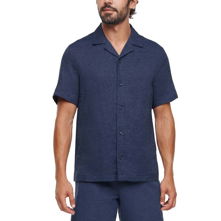 GAP 男麻棉短袖襯衫 GAP 男麻棉短袖襯衫