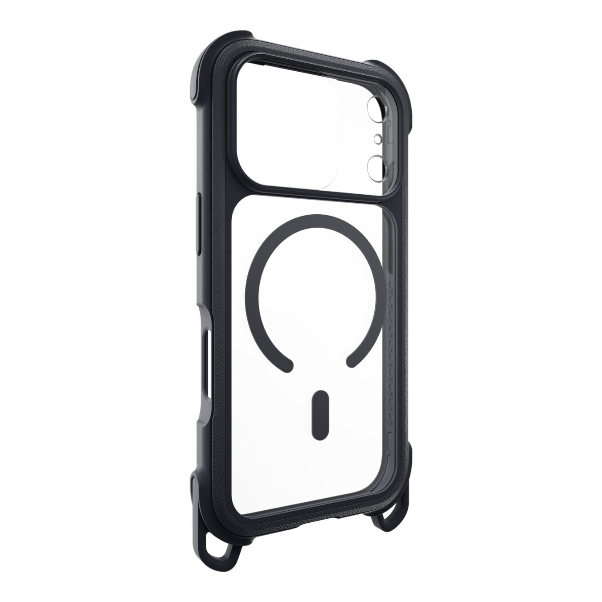 MAGEASY Odyssey Strap M 超軍規防摔掛繩手機殼 iPhone 17 Pro(皮革午夜/沉穩黑) + 鏡頭保護貼Lenz(白色) + Vetro 9H 鋼化玻璃保護膜