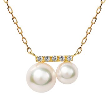 Tokyo Pearl 18K黃K金 4.5公釐 - 6.5公釐 Akoya 珍珠鑽石項鍊