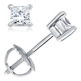 0.5克拉 18K白K金 公主方形鑽石耳環 VS2/I 0.5克拉 18K白K金 公主方形鑽石耳環 VS2/I