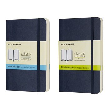 Moleskine 彩色點格+素面筆記本(口袋型) 深藍2入 Moleskine 彩色點格+素面筆記本(口袋型) 深藍2入