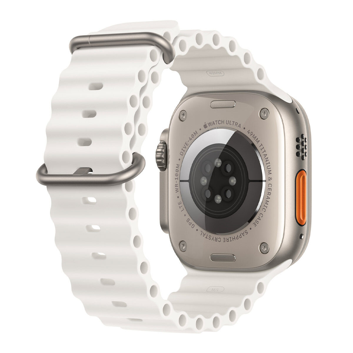Apple Watch Ultra (GPS + 行動網路) 49公釐鈦金屬錶殼白色海洋錶帶