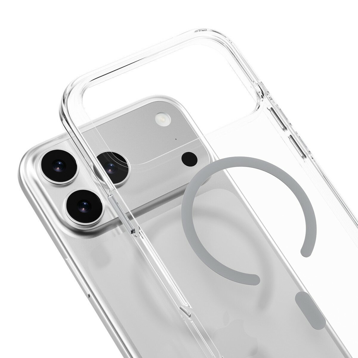 MAGEASY Bright M 不發黃軍規磁吸透明殼 iPhone 17 Pro Max(迷霧磁圈) + 鏡頭保護貼Lenz(白色) + Vetro 9H 鋼化玻璃保護膜