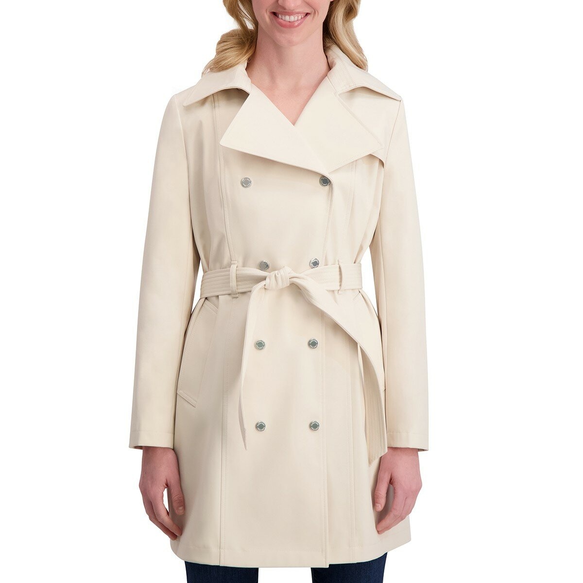 Calvin Klein 女長版風衣外套 奶油白 Calvin Klein 女長版風衣外套 奶油白