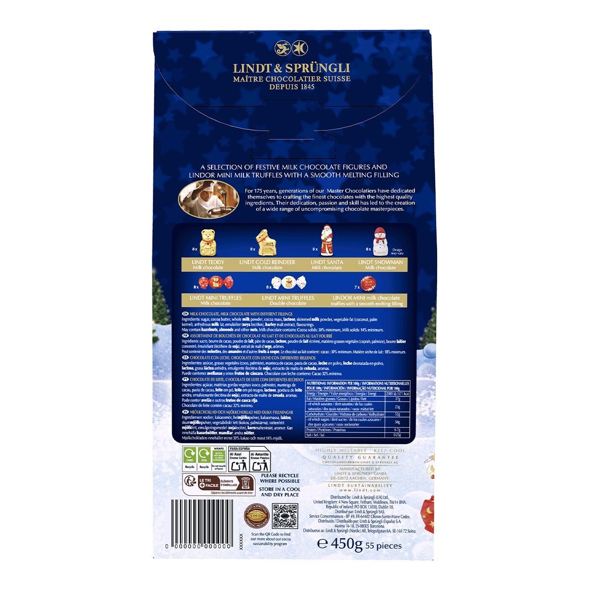 LINDT 聖誕巧克力綜合包 450 公克 LINDT 聖誕巧克力綜合包 450 公克